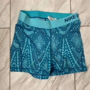 Nike pro spandex medium shorts. Teal color. Dri fit